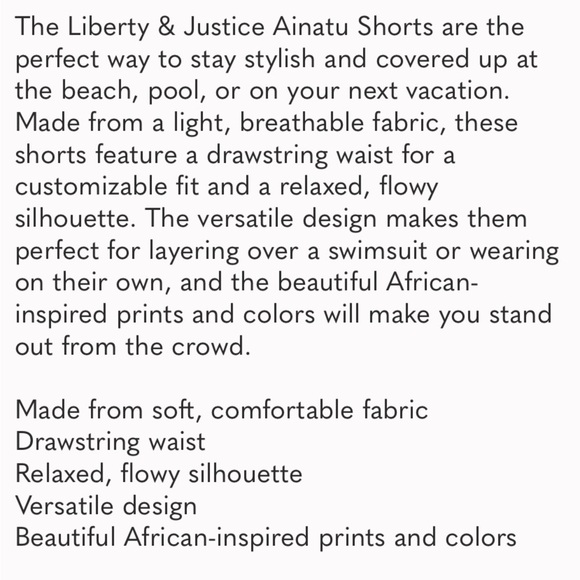 The Liberty & Justice Ainatu Shorts Women's Drawstring Waist Cover Up Shorts new - Picture 6 of 7